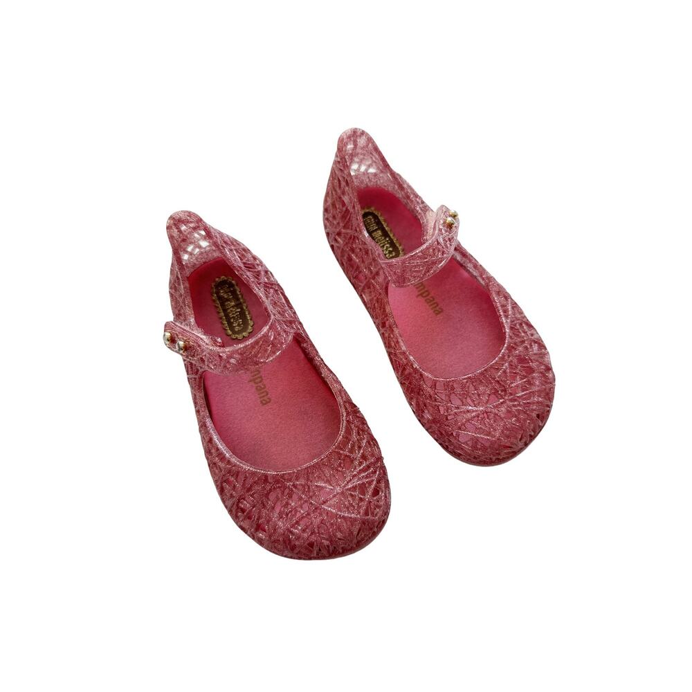 Mini Melissa Campana Pink Sparkle Flats Size 7c